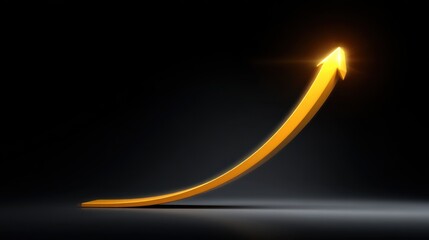 Dynamic orange arrow symbolizing growth and success with a sleek black background creating a striking visual impact on business and finance themes