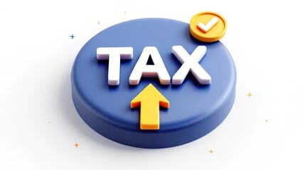 Conceptual illustration of tax payment with upward arrow and checkmark, representing financial growth and compliance