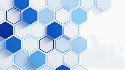 Fototapeta premium Abstract geometric pattern of hexagonal tiles in shades of blue and white
