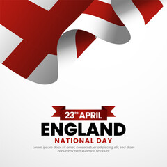 English flag for England st george's day square banner background with realistic flag