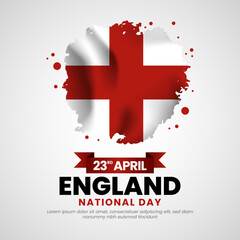 England st. george's day with Grunge brush painted flag style for square banner background