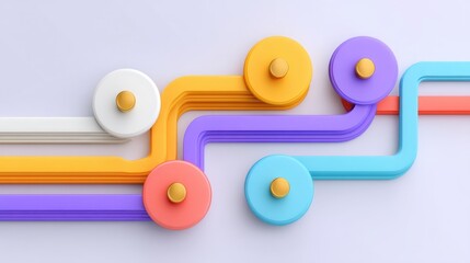 Colorful abstract background with geometric shapes and curved lines in vibrant tones creating a modern playful visual composition