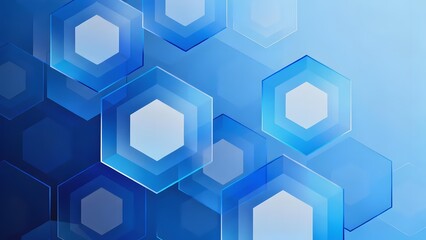 Fototapeta premium Abstract blue hexagonal pattern with layered geometric shapes