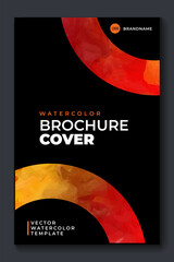Watercolor A4 booklet colorful cover layout template with black background
