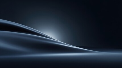 Abstract serene landscape with smooth curves and gentle gradients in soft blue tones, evoking calmness and tranquility in a minimalistic style