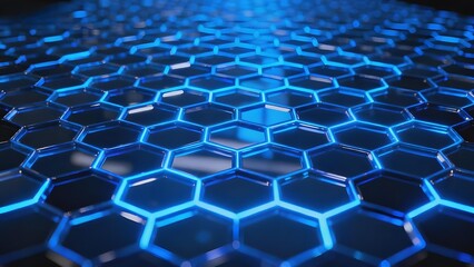 Naklejka premium Blue illuminated hexagonal grid pattern with futuristic design