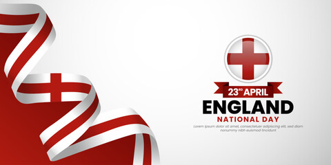 England national day banner background design element with waving ribbon flag