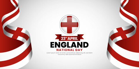 England national day banner background design element with waving ribbon flag
