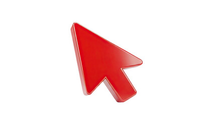 3D Red 3D Cursor Arrow Icon on transparent background