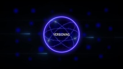 Futuristic Versioning Business Concept with Glowing Holographic Earth, Digital Global Network, Corporate Collaboration, Innovation and Leadership Technology Background