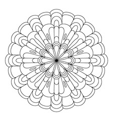 Black and white symmetrical mandala pattern for coloring pages vector