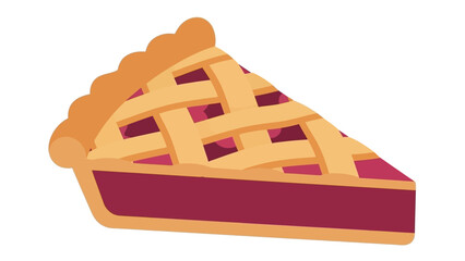 A vibrant illustration of a single slice of fruit pie with a golden lattice crust and a rich red berry filling, isolated on a white background. © Airwj