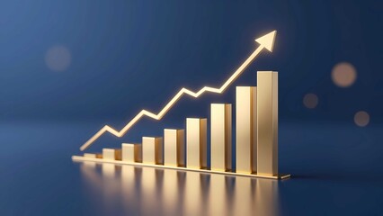 Modern corporate business finance background featuring golden upward market trend