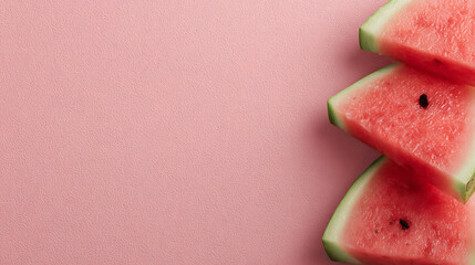 Sliced Watermelon Triangles on Pink Textured Surface
