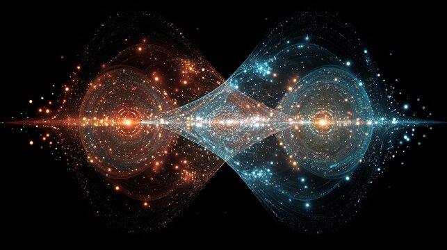 Time symmetry paradox quantum cosmology dual arrows of time colliding mirrored galaxies and quantum ripples representing causality reversal