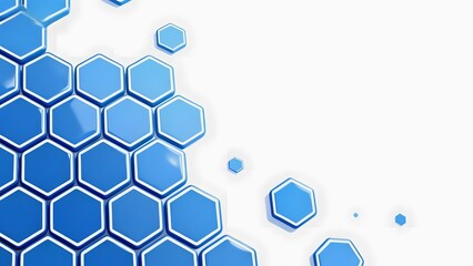 Abstract blue hexagonal pattern on a white background