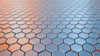 Hexagonal tile pattern with metallic surface and gradient lighting