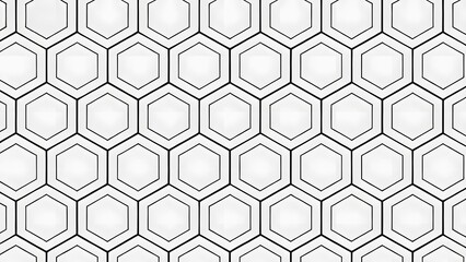 Geometric pattern of repeating hexagons in black and white