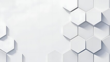Abstract geometric pattern of white hexagonal shapes on a light background