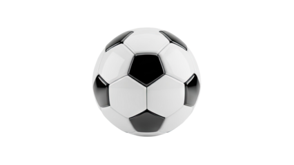 Classic Black and White Soccer Ball on transparent background