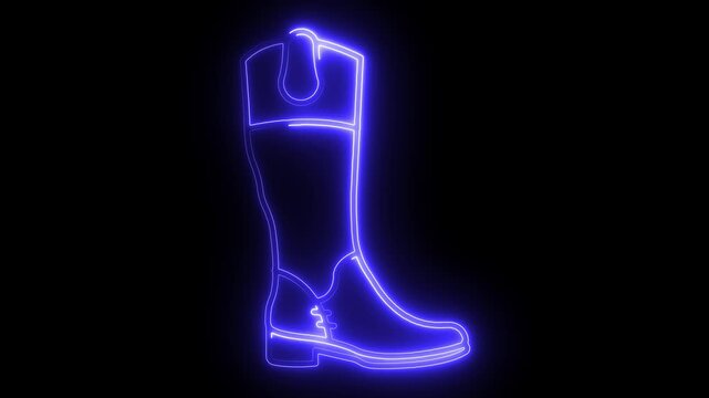 Glowing neon Woman shoe with high heel icon animation on black background. high heel shoe icon. glamour, glow, heel, 