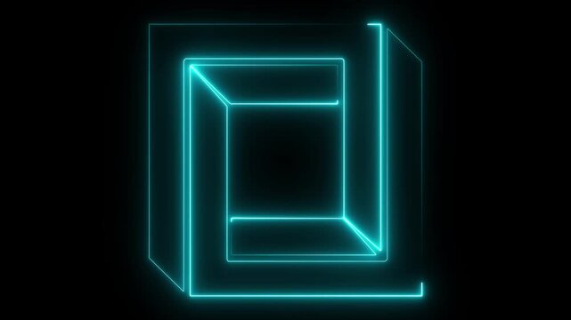 red Neon rectangle frame loop animation. rectangular glowing frame with moving line. neon shape line animation. flickering neon border frame animation. color