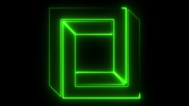 red Neon rectangle frame loop animation. rectangular glowing frame with moving line. neon shape line animation. flickering neon border frame animation. blue, border, border , cyan color