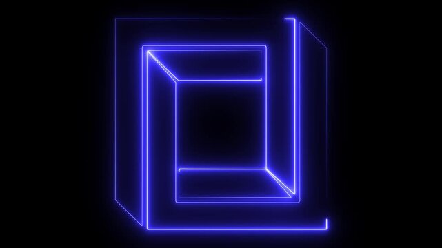 red Neon rectangle frame loop animation. rectangular glowing frame with moving line. neon shape line animation. flickering neon border frame animation.  bright, cyan color