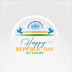 Obraz premium indian republic day greeting background with ashoka chakra and peace bird doves