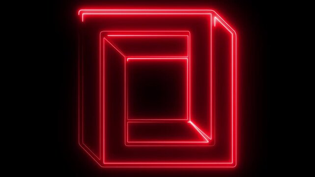 red Neon rectangle frame loop animation. rectangular glowing frame with moving line. neon shape line animation. flickering neon border frame animation. blue, border, border - frame, bright, cyan color
