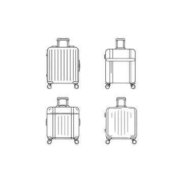 Luggage trolley icon line art travel equipment