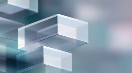 Obraz premium Abstract geometric shapes in soft colors showcasing transparency and depth, ideal for background, design elements, or modern art projects