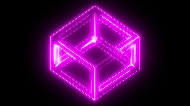  glowing neon pink and blue color bordar frame display box round shape box. light, loop, minimal, modern, neon, outline, pink, pulsing, retro, shape, simple, 