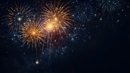 Fototapeta premium Panoramic New Year’s Eve Fireworks Banner Background