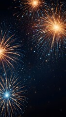Fototapeta premium Panoramic New Year’s Eve Fireworks Banner Background
