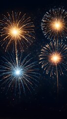 Fototapeta premium Panoramic New Year’s Eve Fireworks Banner Background