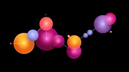 Abstract composition of colorful spherical shapes in vibrant hues representing energy and innovation against a black background