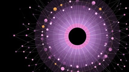 Abstract digital composition showcasing a vibrant circular pattern with dynamic lines and colorful spheres on a black background for modern design projects