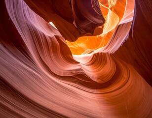 Inside a slot canyon, sun illuminating sandstone