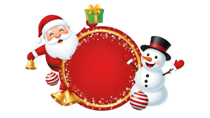 Santa claus and snowman isolated on transparent background christmas decoration