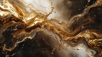 Luxury Abstract Wall Art with Flowing Marble and Liquid Gold Textures in Dramatic Chiaroscuro Lighting
