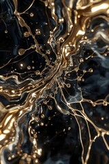 Luxury Abstract Wall Art with Flowing Marble and Liquid Gold Textures in Dramatic Chiaroscuro Lighting