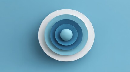 Abstract layers of blue hues with central sphere creating a modern minimalist design for backgrounds, wallpapers, or artistic showcases and presentations