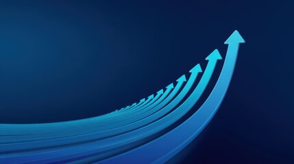 Dynamic upward arrows representing growth, progress, and success in a blue gradient background for business, finance, and motivational themes