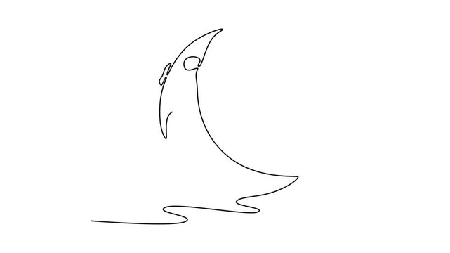 Phases of the yellow moon. Moon, Star, Sun  and planet concept. Single line draw design. Full length animation illustration. High quality 4k footage