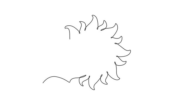Sun in summer time. Moon, Star, Sun  and planet concept. Single line draw design. Full length animation illustration. High quality 4k footage