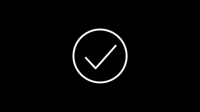 White Check Mark Drawn Inside Circle Animation with Transparent Background