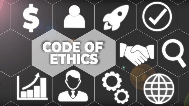 Code Of Ethics. Business photo showcasing basic guide for professional conduct and imposes duties Woman wear formal work suit presenting presentation using smart device