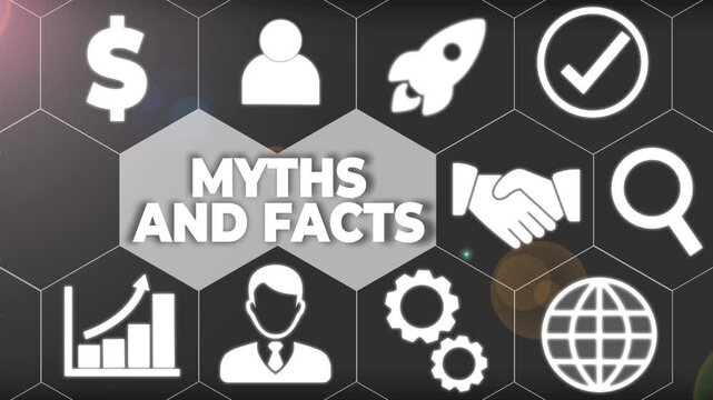 Word writing text Myths And Facts. Business photo showcasing usually traditional story of ostensibly historical events Woman wear formal work suit presenting presentation using smart device