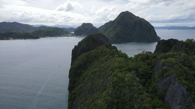 The aerial view of Bacuit Bay in the Philippines